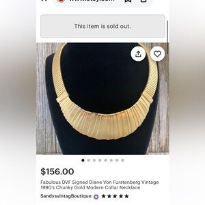 Diane Von Furstenberg Gold Modern Collar Necklace